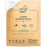 Eco Family Laundry Detergent Sheets Bio | 32 Sheets (Up to 64 Washes) | Spring Blossom | Concentrated Eco-Friendly | Natural Enzymes, Plastic-Free, Non-Toxic, Vegan | Removes Tough Stains | HE Safe