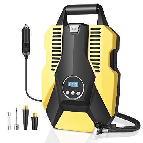 Sunvook Portable Air Compressor Tire Inflator 12V DC Auto Air Pump 150PSI with Emergency LED Light Air Tire Pump for Car, Bike Tires Motorcycle, balls and Other Inflatables