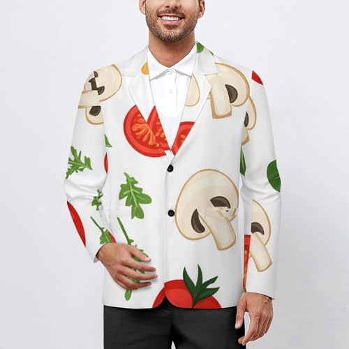 Tomatoes Mushrooms Classic Suits Blazer for Men Business Tuxedo Jacket Sport Coat Two Buttons2