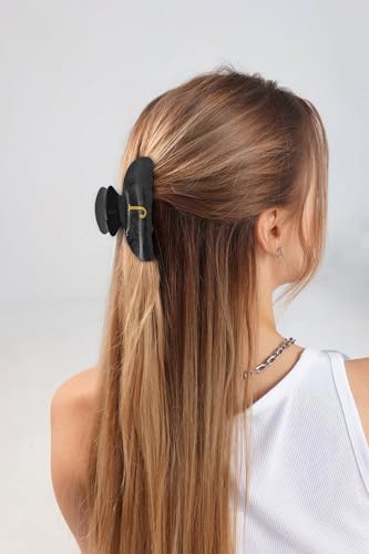 Image of LILIE&WHITE Acrylic Letter Hair Clips For Women Stylish J Monogram Hair Claw Alphabet Hair Clip Fashion Glitter Claw Clips Elegant And Durable Hair Accessory Large Hair Clips Black J