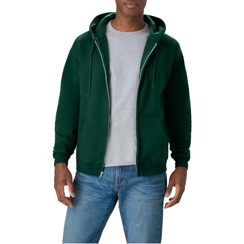 Hanes Mens Hoodie, Ecosmart Fleece Full-zip Zip-up Hooded For Athletic-sweatshirts, Deep Forest, Large US