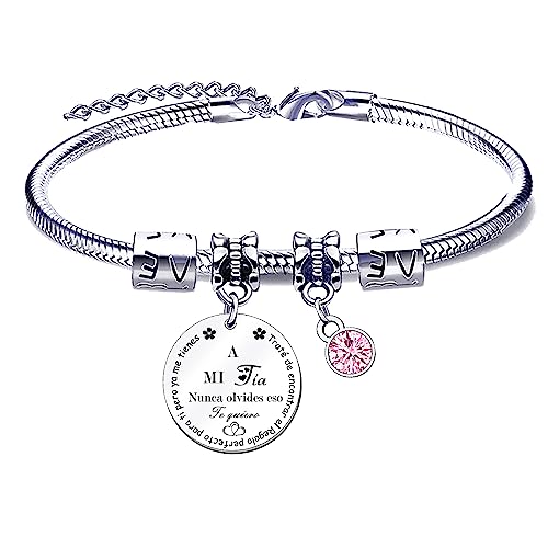 MNBVBV Pulsera Tía Regalo pulsera tía sobrina con Grabado Colgante: La mejor tía del mundo Regalos de cumpleaños para Mujer Pulsera de Plata (1) MNBVBV Pulsera Tía Regalo pulsera tía sobrina con Grabado Colgante: La mejor tía del mundo Regalos de cumpleaños para Mujer Pulsera de Plata (1)