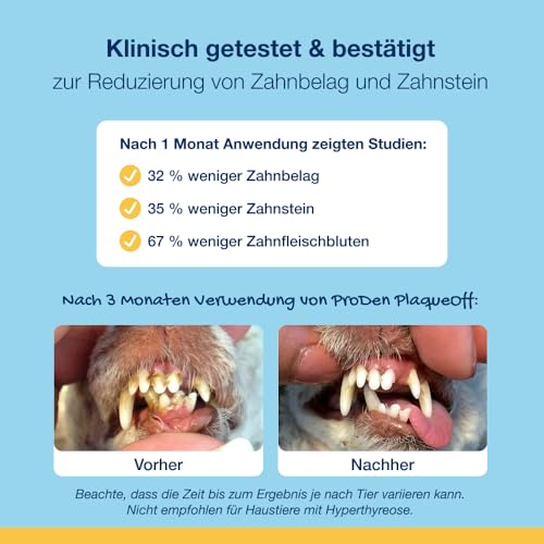ProDen PlaqueOff Pulver für Hunde & Katzen, Zahnstein- und Mundgeruchsentferner, 100 % natürliche Zahnreinigung und Plaque-Entfernung, 60 g