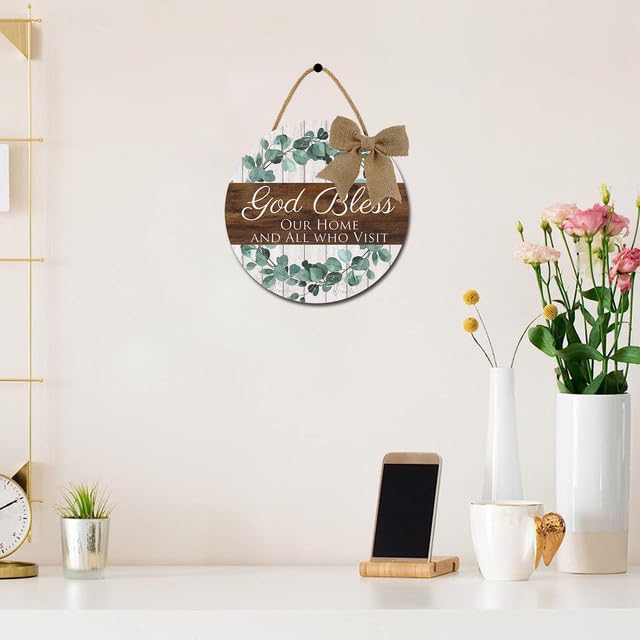 Sokomurg God Bless Our Home サイン フロントドア ポーチ リース デコレーション オールシーズン フロン