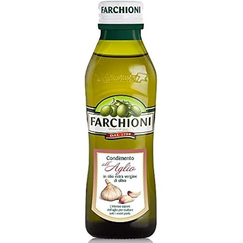 Farchioni - Garlic Olive Oil (250 ml) - Extra Virgin Olive Oil - Garlic Essence - Glass Bottle (250 ml) Cover