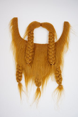 Mustaches Self Adhesive, Novelty, Viking Dwarf Fake Beard, False Facial Hair, Costume Accessory For Adults, Ginger Color #TOP2