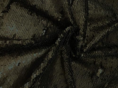 Tissu feuille de sequins riches noir de jais au mètre pour confection vêtement