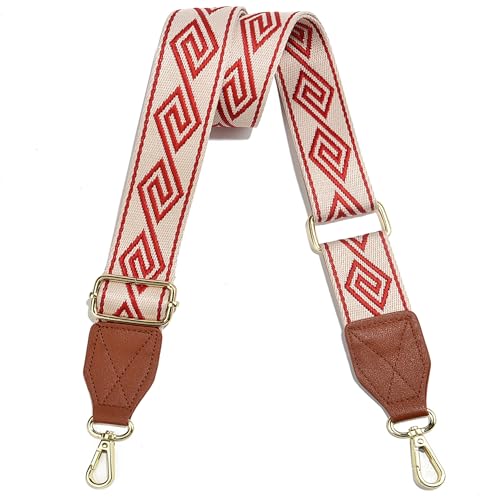Image of Purse Strap,1.5 inch Leather End Shoulder Strap Adjustable Replacement,Retro Multi-Pattern Crossbody Bag Straps