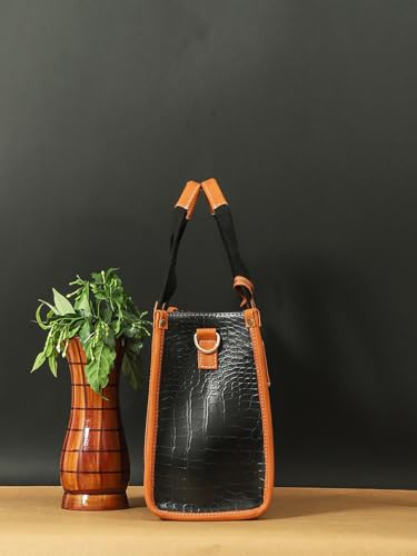 Image of Bagsy Malone Stile Eterno Tote-Croco Black & Tan