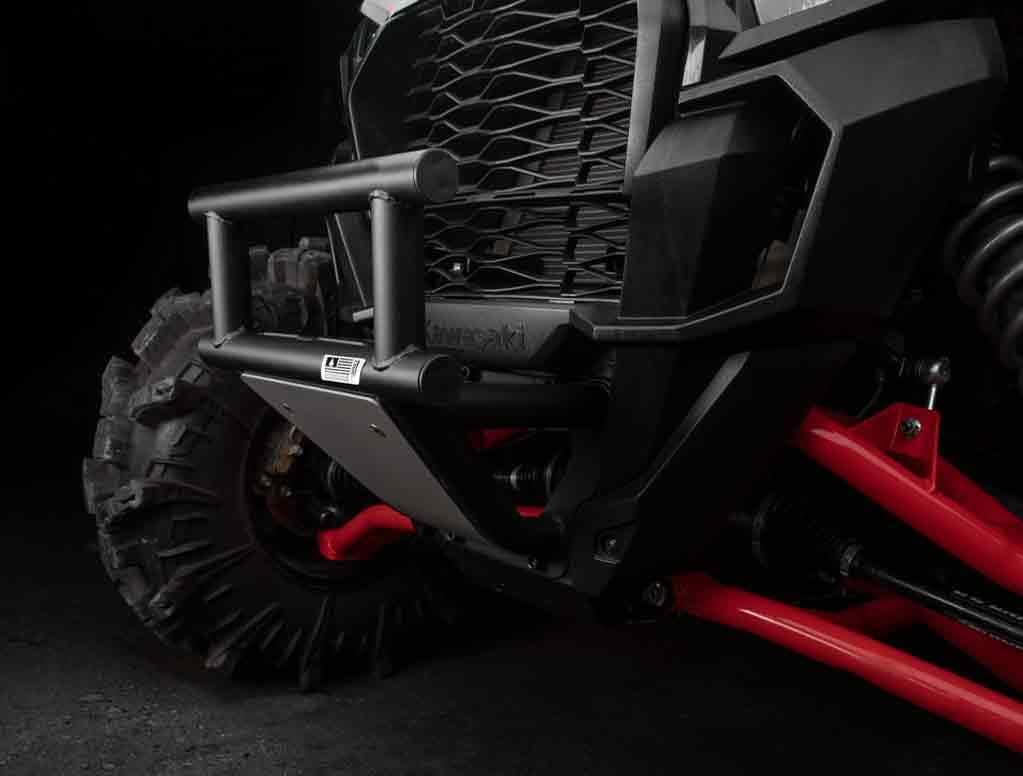 SuperATV Assault Industries Interceptor Front Bumper Compatible With Kawasaki Teryx KRX 1000: 2020+, Protects Entire Front End, Black Powder Coat, See Fitment, USA Made