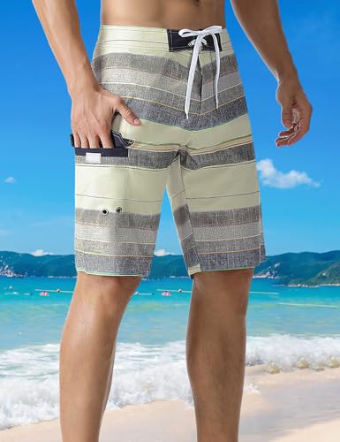 Men's Swim Shorts Hawaiian Holiday Colorful Striped Beach Trunk with Pockets2
