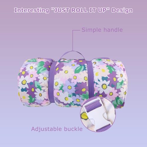 Image of Nap Mat with Removable Pillow and Soft Blanket, Lightweight Sleeping Bag, Travel Slumber (Blooming Flowers)