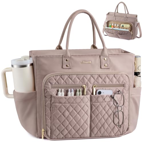 Image of LOVEVOOK Tote Bag for Women, Teacher Nurse Work Laptop Bag, Quilted Bible Computer Shoulder Bag for Business Travel College