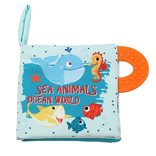 Image of Baby Book Toy, Soft Cloth Crinkle Books for Babies with Teether, Infant Toys 0-3-6-12-18 Months, Shower Baby Gifts, Teething Toy for Boys Girls- Fish, Shark-1PC Book