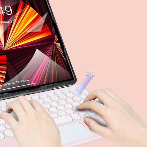 Image of Bluetooth Keyboard with Touchpad for iPad Tablet, Wireless Rechargeable Portable Keyboard for iOS Android Windows, Slim Lightweight Travel Keyboard with Built-in Trackpad