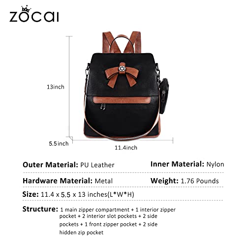 Image of ZOCAI Backpack Purse for Women Fashion Backpack Purses PU Leather Daypacks Anti-Theft Shoulder Bag Satchel Purse