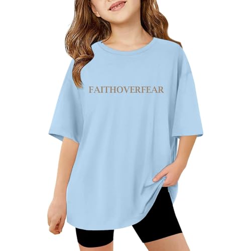 Cute Preppy Girls Shirts Kids Oversized Christian Graphic T Shirts Y2k Summer Tops Short Sleeve Crewneck Tees 3-14 Years2