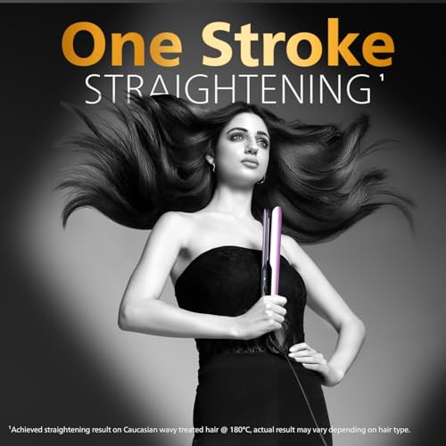 Image of Philips India's No.1 Hair Styling Brand - One Stroke Hair Straightener | 50% Faster Straightening | 3 days salon-like hair | 12 Temperature Settings (120-230C) Designed for Indian Hair | BHS530