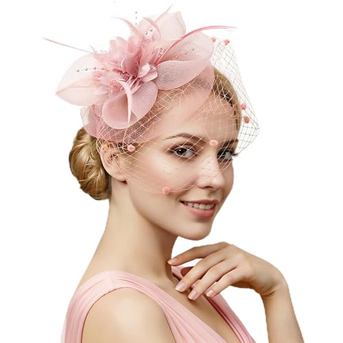 Image of DRESHOW Women Fascinator Hats Tea Party Hat Vintage Pillbox Hat Headband for Cocktail
