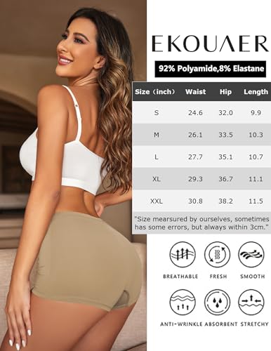 Image of Ekouaer Boyshort Panties Women's Soft Underwear Briefs Invisible Hipster 3 Pack Or 4 Pack Seamless Boxer Brief Panties S-XXL