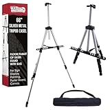US Art Supply Silver Pismo 65 inch Tall Lightweight Aluminum Field Floor and Table Easel with Bag