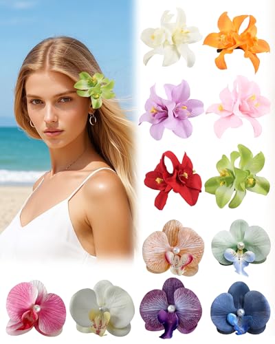 Pince à cheveux fleur hibiscus contre les cheveux rebelles en vacances
