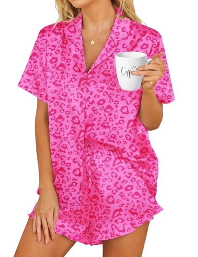 HOTOUCH Womens Silk Satin Set Two-Piece Button Down...