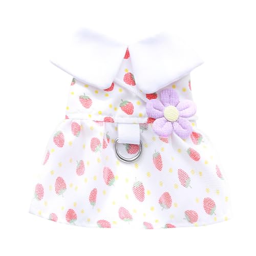 AttRex 可愛い 小中型犬服 ドレス スカート 春夏 ペット服 ドッグウェア ワンピース Dカン付き 通気 吸水 速乾 脱毛保護 猫服 カジュアル 記念撮影 散歩お出かけ服 (L,レッド)