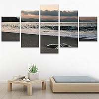SIGNWIN 5 Panel Canvas Wall Art Aerial Beach Beach Coastal Cool Minimalism Multicolor Photography Relax/Calm for Home Decorations Ready to Hang - 60