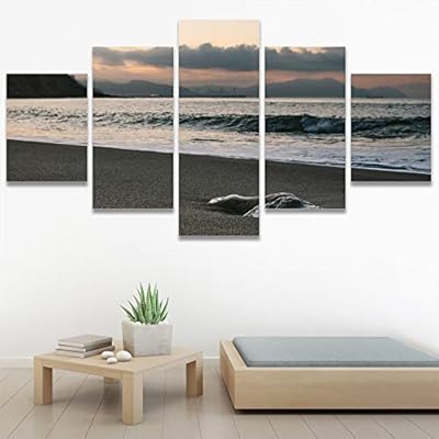 SIGNWIN 5 Panel Canvas Wall Art Aerial Beach...