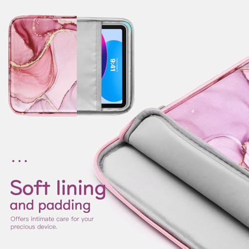 Image of Dadanism 9-11 Inch Tablet Sleeve Bag Carrying Case for iPad 9 /8 /7th Gen 10.2, iPad Air 11 inch 2024, iPad Pro 11 M4 M2 2024, iPad Air 5 /4 10.9, iPad 10th Gen 10.9, Galaxy Tab A9+ /S9 FE /A8, Cloudy Pink