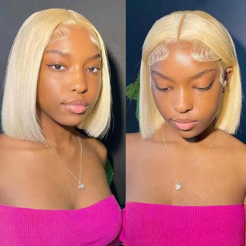 Perruque cheveux humains blonds 613 Bob Lace Front pré-épilée 25,4 cm
