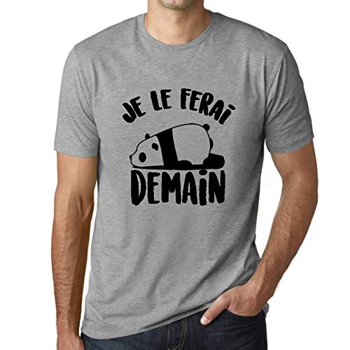 Homme Tee-Shirt Je Le Ferai Demain T-Shirt Graphique Éco-Responsable Vintage Cadeau Nouveauté Gris Chiné XL