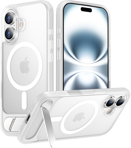 Image of Magnetic Compatible with iPhone 16 Plus Case, [Built-in Invisible Kickstand][Compatible with MagSafe][Military Grade Shockproof] Slim Translucent Matte Phone Case for iPhone 16 Plus 6.7 inch