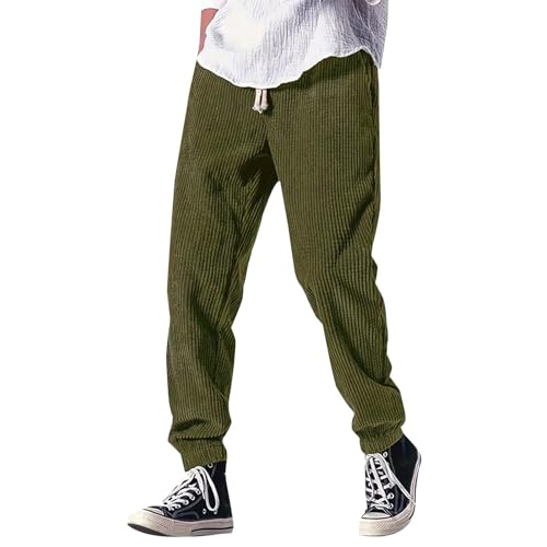 Generico Pantalon japonais en velours pour homme, pantalon Kirakuco pour homme, large d'hiver avec poche Bodybuilding côtelé élégant avec cordon de serrage Jogging Streetwear Baggy Élastique