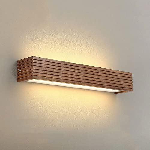 HELCEKOU Lampada da Parete Moderna in Stile Giapponese con Finitura in Legno di Noce, Perfetta per illuminare Bagno, Camera da Letto, Balcone o Cortile.