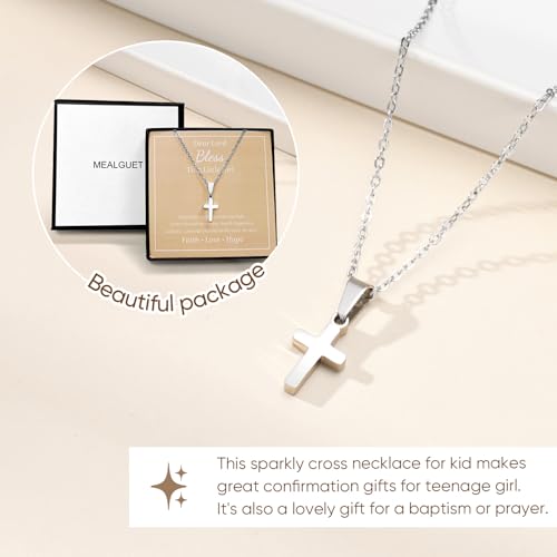MEALGUET Easter Gift Cross Necklace for Kids : Minimalist Gold Plated/Silver Cross Chain Necklace Jewelry Christmas Gift First Communion Baptism Gifts for Teenage Girls Boys Son Easter Baskets3