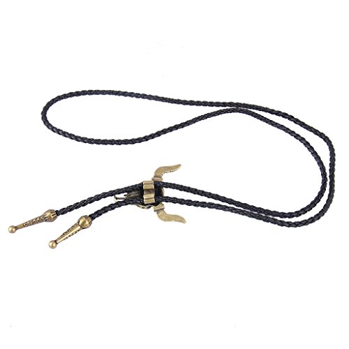 Image of Jeilwiy Bolo Tie for Men Western Cowboy Tie Necklace Gold Bolo Tie Leather Necktie Halloween Tie Accessories for Women