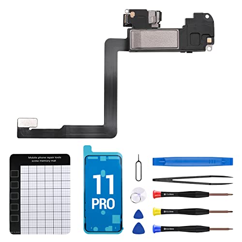 CYKJGS for iPhone 11 Pro Ear Speaker Replacement OEM Repair Kit New Front Earpiece Module with Proximity Sensor Flex Cable Connector Ambient Light Sensor Part Fix Tools Kit for A2160 A2217 A2215