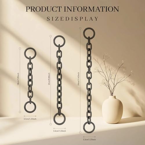 Neylissia 3Pcs Grey Purse Extender Chain Compatible with Longchamp/Lv/C.oach and More Bag,Bag Charms for Long Champ,Metal Bag Strap Extender with Round Ring Charms, Replacement Chains for Luxury Bag