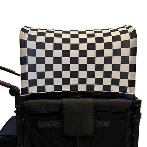 Image of The Blessed Mama Co - Wagon Stroller Canopy Accessories, Adjustable Stroller Cover with Sun Shield, Black-&-White Checker, 4 Seater, 51”x 38”x 0.5