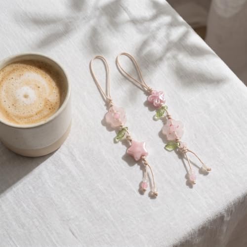 Correas para teléfono con cuentas Lurrose juego de regalo floral 6
