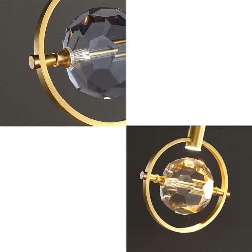 Plafonnier suspendu en cristal doré chic et moderne pour îlot de cuisine