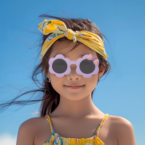 Kids Sunglasses, Polarized Sunglasses for Toddler, Cute Flower Baby Sunnies for Girls Boys UV4002