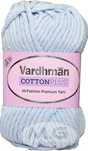 Image of VAR dhman Cotton Plus 16-ply Mild Sky 200 GMS 51% Cotton, 49% Acrylic Ball Hand Knitting Cotton /Art Craft Soft Fingering Crochet Hook Yarn, Needle Knitting Yarn Thread Dyed-KB Art-AFEA