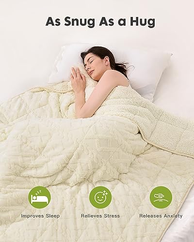 Uttermara Jacquard Weighted Blanket for Adult, 3D Cable Pattern Heavy Blanket Queen | Full Size 15lbs for Warm and Cozy 60" x 80" for Relaxation, Beige - Image 3