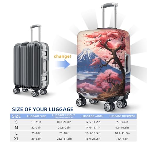 Japanese Mountain Floral Luggage Cover Washable Elastic Suitcase Cover Anti-Scratch Travel Luggage Protector Covers for Kids Adult M fits 22-24 inch Suitcase4