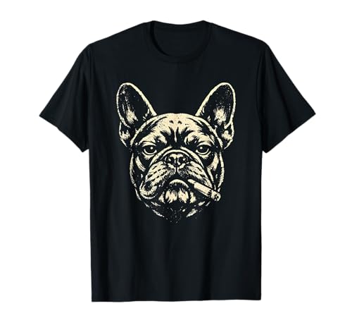 Französische Bulldogge Vintage Design Bulldogge Rauchen Zigarette T-Shirt