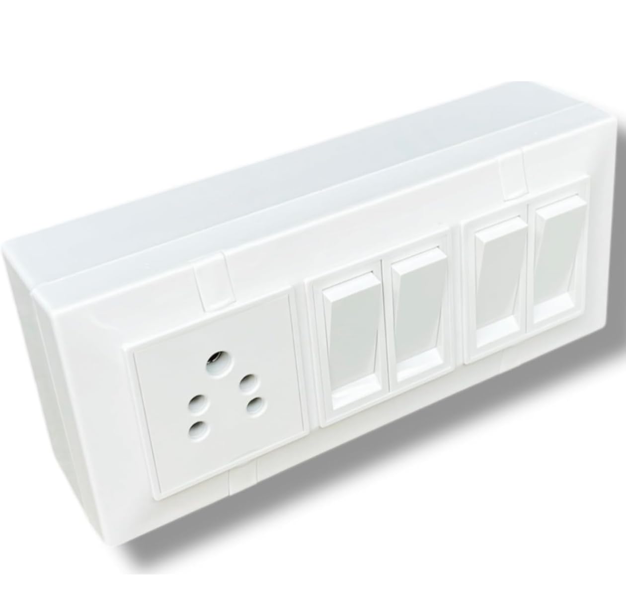 SK 6 Modular Switch Board with 1 Socket and 4 Switches, White-image-49