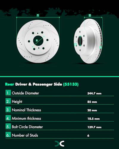 Image of SCITOO Rear Brake Rotors 2x Drilled & Slotted Brakes Rotor:55133
